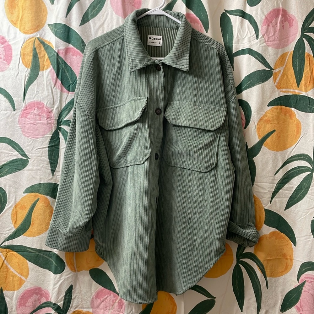 Green Cisono Corduroy Shirt - Picture 2 of 7